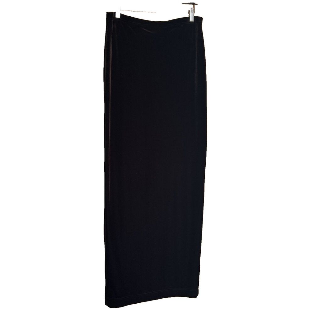 Tadashi Vintage 90s Chocolate Brown Velvet Maxi Skirt Size L High Back Slit